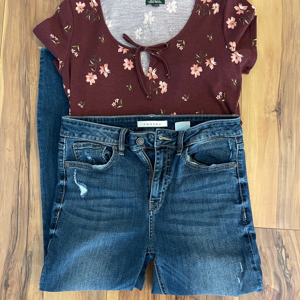 High waisted skinny jeans